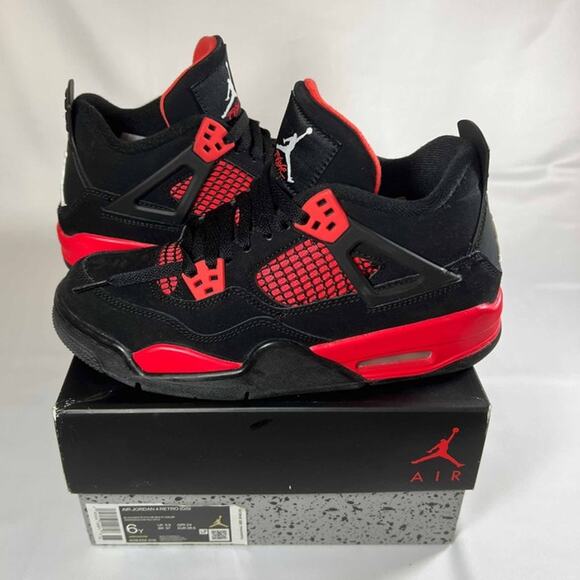 Nike Air Jordan 4 Retro GS Red Thunder Men's Shoes - Size 6 - Ships Now - Picture 1 of 9
